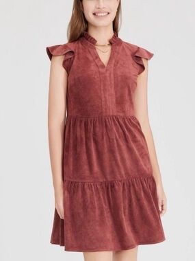 Faux Suede Flutter Short Sleeve
Mini Tunic Dress - Universal Thread™ Maroon XL